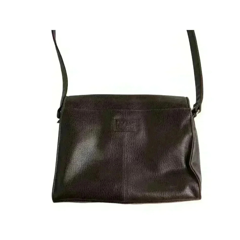 Relic crossbody leather purse brown flap snap close arch charm pebbled - Picture 11 of 13